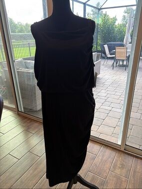 Black Summer Draped Dress with thick straps sz XXXL